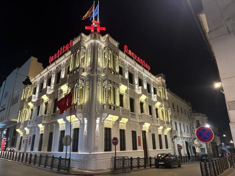 The Cervantes Institute of Tetouan, enhanced by the new architectural lighting system.